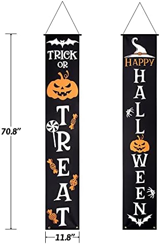 Halloween Porch Banners Pumpkin Trick or Treat Front Door Decorations