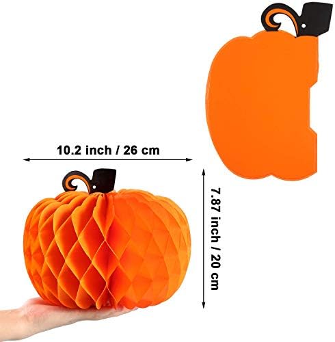 JOVITEC 6 Pack Thanksgiving Table Decor Honeycomb Pumpkins 10.2 Inch Paper Fall Hanging Pumpkin Decorations 3D Tissue Centerpieces for Halloween Birthday Wedding Party Supplies