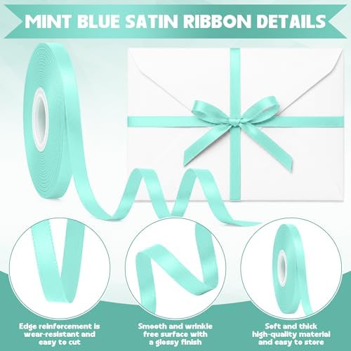 3/8In 30Yards Mint Blue Thin Ribbon for Gift Wrapping Wedding Baby Shower
