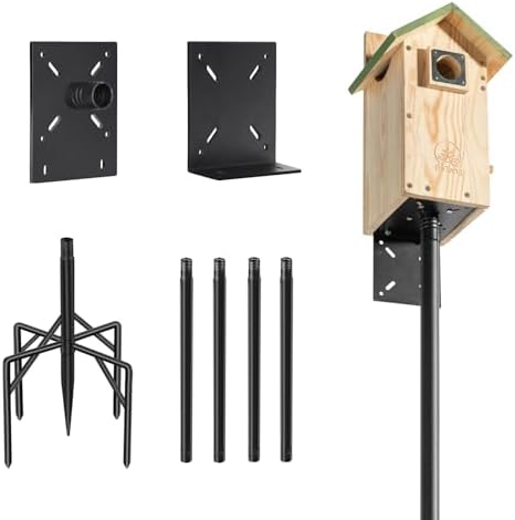 77" Heavy Duty Bird Feeder Pole, Metal Bird House Pole Mount Kit