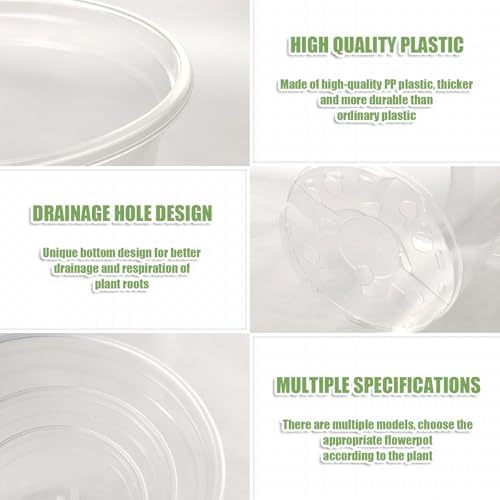 4/5/6Inch Nursery Pot,30 Pack Clear Pots with Drainage