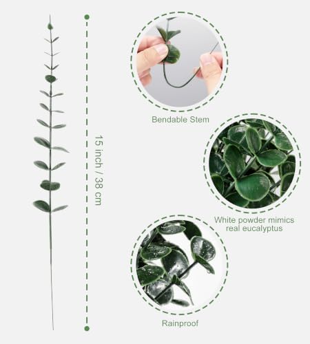 30pcs Artificial Eucalyptus Stems Eucalyptus Leaves,Fake Eucalyptus Plants