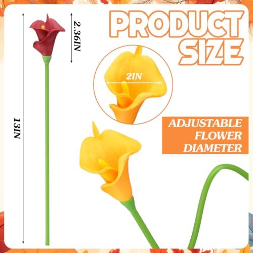 24 Pcs Halloween&Fall Flower Picks 14", Orange, Burgundy, Light Orange