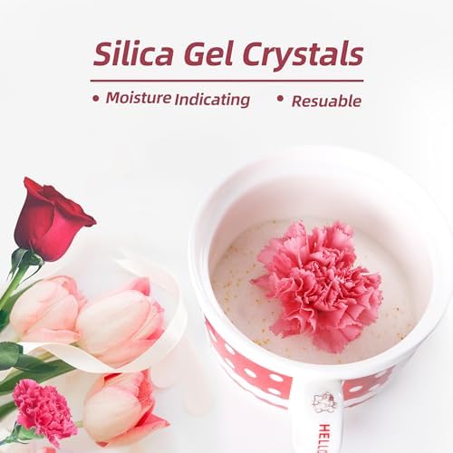 Wisesorb (NET 24 LBS) Silica Gel Flower Drying, Silica Gel Flower Drying Crystals, Color Indicating Flower Drying Silica, Reusable Silica Gel for Drying Flowers