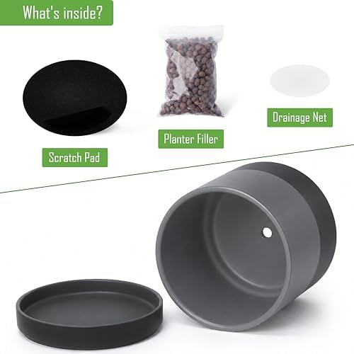 D'vine Dev 10 Inch Ceramic Planter Pot, Slate, 94-O-E-5