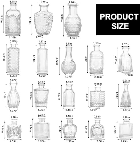 Fixwal 18 Pack Small Bud Vases for Centerpieces, Clear Vases for Flowers
