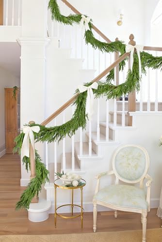 Lvydec Christmas Norfolk Pine Garlands, Real Touch Artificial Pine Garlands Greenery Faux Cedar Garland for Mantle Table Holiday Fireplace Winter Decor (Light Green, 6ft)