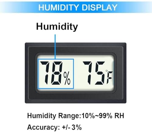 JEDEW 2 Pack Mini Digital Hygrometer Thermometer Gauge, Indoor Outdoor Temperature Humidity Meter for Humidifiers Greenhouse Reptile Plant Humidors, Large LCD Screen, Display in Fahrenheit (℉) (2)