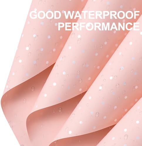 WRAPAHOLIC 20 Sheets Flower Wrapping Paper - 22.4 x 22.4 inch Pink and White Polka Dots Water-Resistant Floral Bouquet Wrapping Paper, Florist Supplies Packaging for Wedding Birthday Gift DIY
