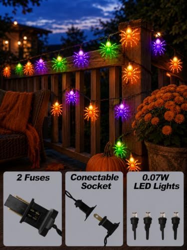 12FT Halloween Spider String Lights with 20 LED Colorful Spider Lights