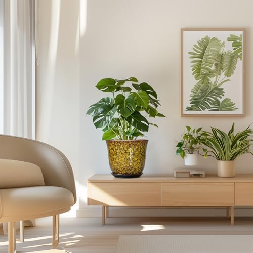 Ceramic Planter, 8 Inch Plant Pot for Indoor Plants, Yellow