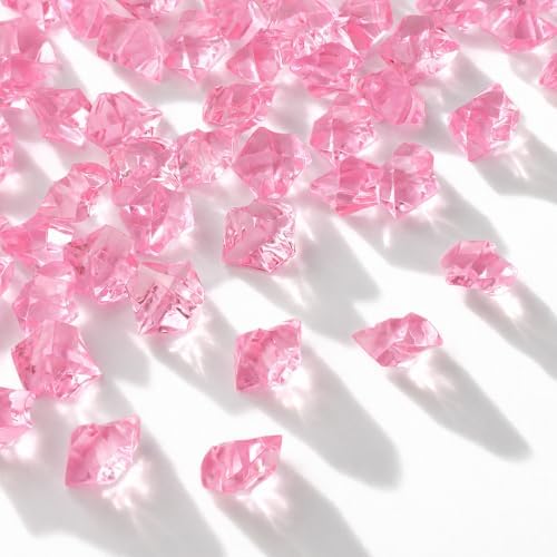 160 Pieces Pink Acrylic Fake Ice Rocks, Vase Fillers for Table Centerpieces
