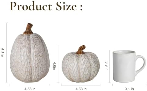 Fall Pumpkin Decor, Set of 2 Resin Pumpkins, Thanksgiving Decor