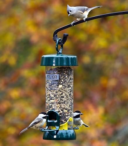 Brome Tube100 Wild Bird Feeder, Metal – 2 Seed Ports, 1.7 lb Capacity, Extra-Wide Perches, Easy to Fill & Clean, Pole-Mountable, Seed Tray Available