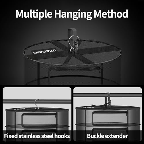 Herb Drying Rack, 2ft Diameter 5 Layer Hanging Mesh Net