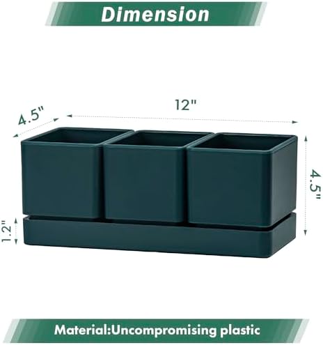D'vine Dev Plastic Herb Garden Planter Set, Green, 76-V-C-1