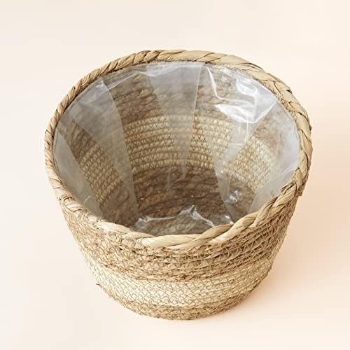 LA JOLIE MUSE Seagrass Basket Planters for Indoor Plants, Flower Pot 3 Pack