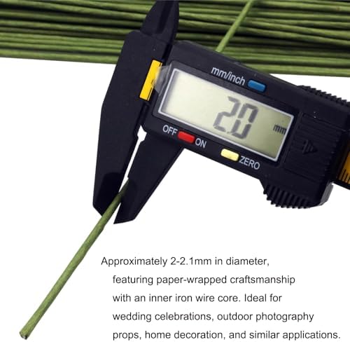 50 PCS Floral Wire 2 Gauge Green Floral Paper Wrapped Wire 16 inch/40cm Crafts Florist Stems for Flower Arrangement Supplies Crafts Bouquet Stem Wreath Making (Diameter 2mm)