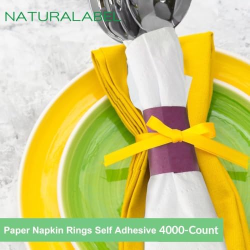 NATURALABEL Self-Adhesive Napkin Bands, Pack of 4,000, Burgundy