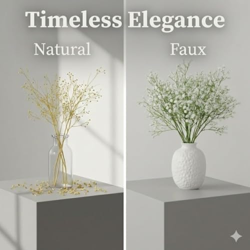 Sukh 30 Babys Breath Artificial Flowers - White Fake Gypsophila for Wedding