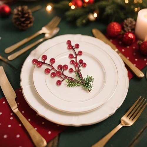 50Pack Christmas Tree Decorations Artificial Berry Stems Red Berry Picks for Xmas Winter Holiday Home Centerpieces and DIY Flower Arrangements Ornaments