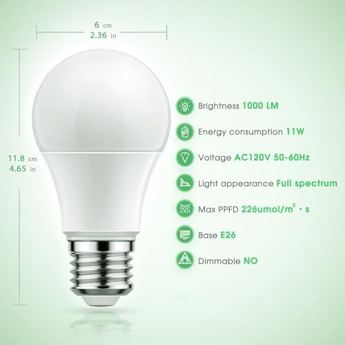 Briignite Grow Light Bulbs, Full Spectrum Grow Light Bulb, LED Grow Light