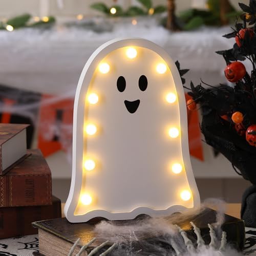 Halloween Decorations-Light Up Wooden Ghost-Handmade Ghost with Light | Halloween Decor Home Kitchen Mantel Tabletop Windowsill
