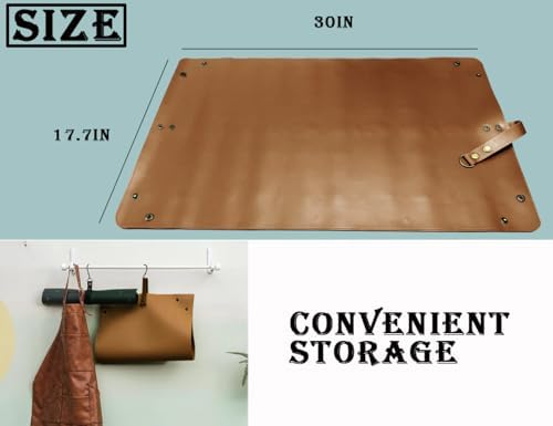 Plant Repotting Mat,Waterproof Leather Plant Transplanting Mats,Indoor Succulent Potting Mat for Change Soil and Watering,Portable Gardening Mats for Transplant and Mess Control (30" X 18",Brown)