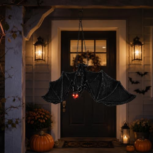 Goodeco Solar Hanging Bat - 19.7'' Large Outdoor Halloween Decor