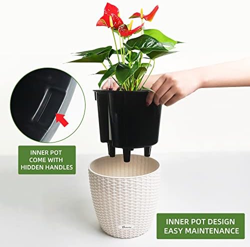 Dexceder 9x8 Self Watering Planter (Ivory White Rattan)