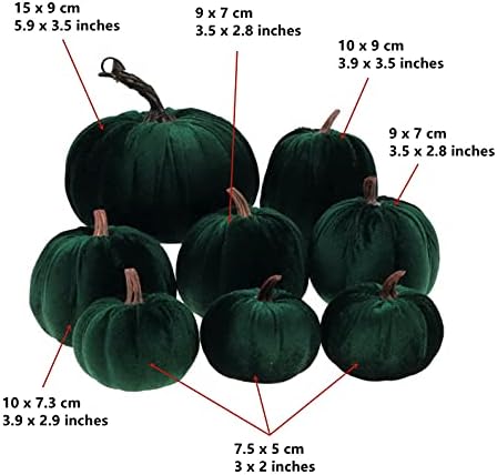 Gresorth 8 Pcs Fake Green Velvet Pumpkins Artificial Pumpkin Decoration
