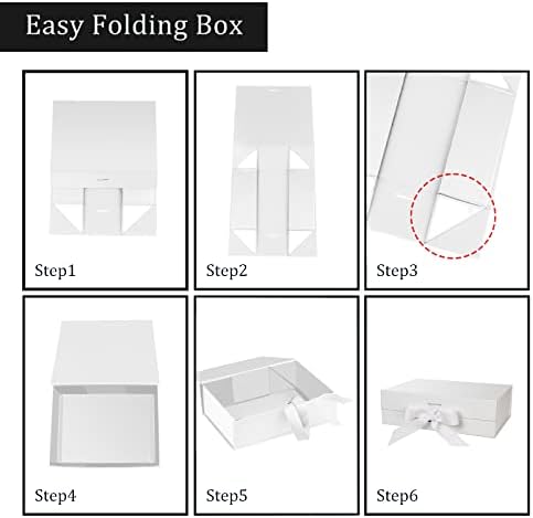 DaiJoob Large White Gift Box with Lid for Presents 13x9x4 Inches
