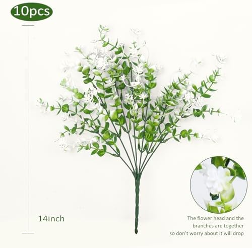 RECUTMS 10Pcs Artificial Flowers for Outside Artificial Faux Plants Flowers