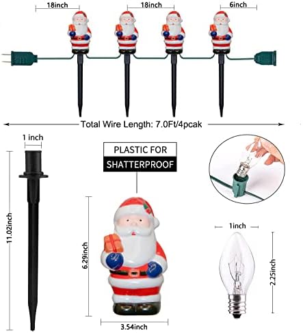 GOOTHY 2 Sets Santa Christmas Pathway Lights, 7Ft C7 Outdoor Christmas String Lights with 8 Santa Claus Marker Stakes Light, Connectable Xmas Decorations Light for Patio Yard Driveway Garden Walkway
