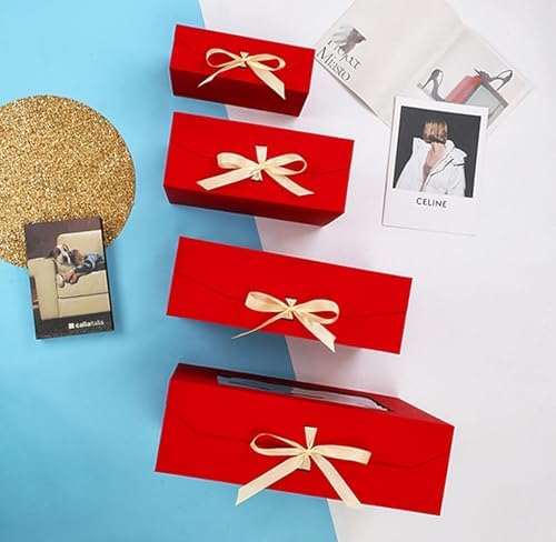 Extra Large Red Gift Box for Presents with Ribbon 19x16x6 Inches Clear Gift Box with Window Magnetic Closure Gift Boxes with Lids