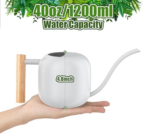 Green Moon 1.2L/41oz Metal Metal Watering Can with Long Spout, White