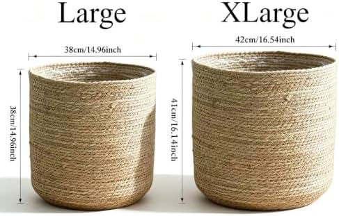 XLarge Handmade Seagrass Woven Planter Baskets (2 Pack)