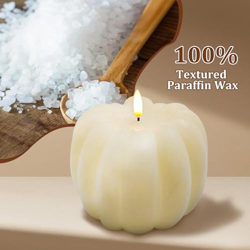 Fall Decor, Fall Decorations for Home, Large Flameless Pumpkin Candle White
