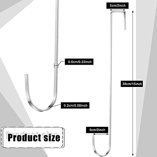 Hotop 6 Pcs 15" Over The Door Hooks Wreath Hanger for Front Door,Silver