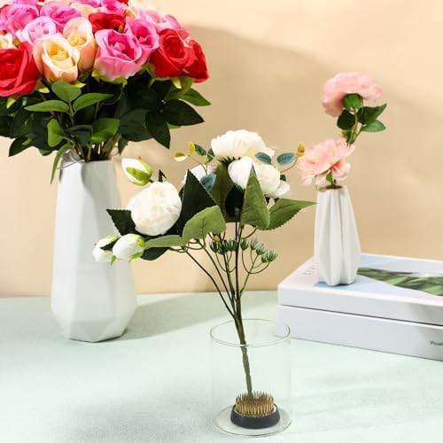 Sliner 16 Pcs Floral Frogs Round Flower Holder, Gold, 2.36 Inch