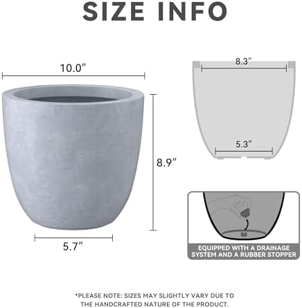 Kante Small Round Bowl Blue Gray Concrete Planter 10" Dia, Outdoor