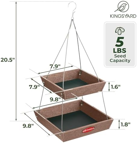 Kingsyard 2 Tier Large Platform Bird Feeder for Outdoors Hanging