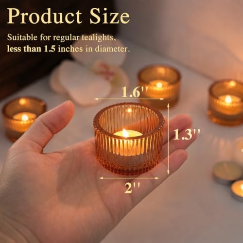 4 Pack Tealight Gold Candle Holders, Votive Tea Light Candle Holder Glass
