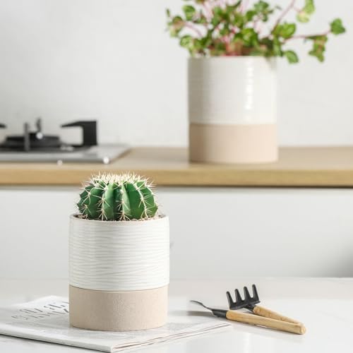 Nihow Ceramic Self Watering Plant Pot for Indoor Plants, 4.5 Inch