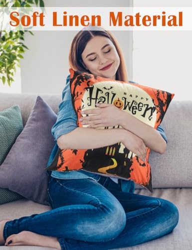 multiwins 4-Pack Double-Sided 8 Patterns Halloween Pillow Covers 20"x 20"