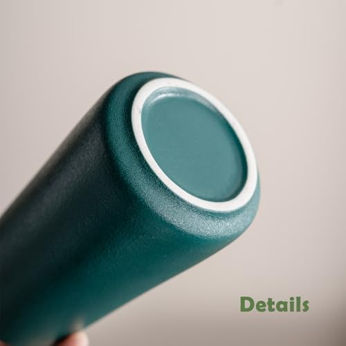 Simple Boho Ceramic Flower Vase for Home Decor (Green,Small)