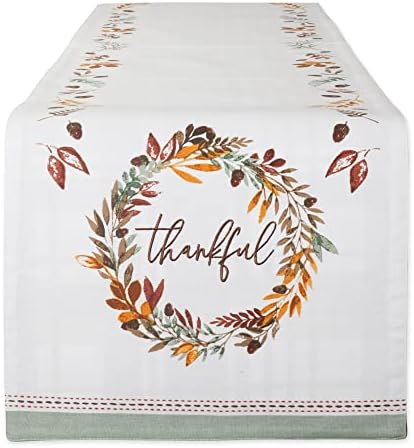 DII Thankful Autumn Collection Fall Tabletop Decoration, Reversible Table Runner, 14x108, Fall's Bounty