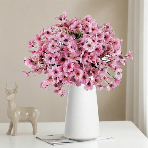 Geegoods 16 Bundles Pink Artificial Mums Flowers for Outdoors