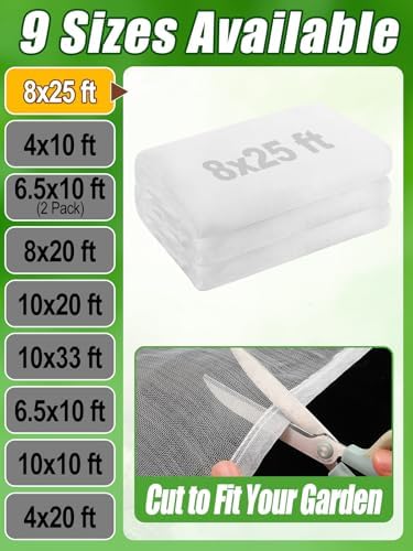 Alphatool 8x25ft Large Garden Netting, Ultra Fine Mesh Plant Covers