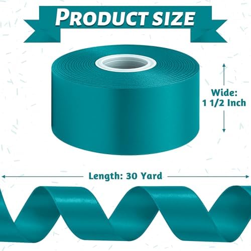 1 1/2 in 30 Yards Teal Ribbon for Gift Wrapping Birthday Graduate Christmas